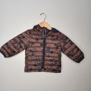 Gap Baby Puffer Jacket Disney Mickey Mouse Thin Sz 18-24 Brown Winter Outerwear